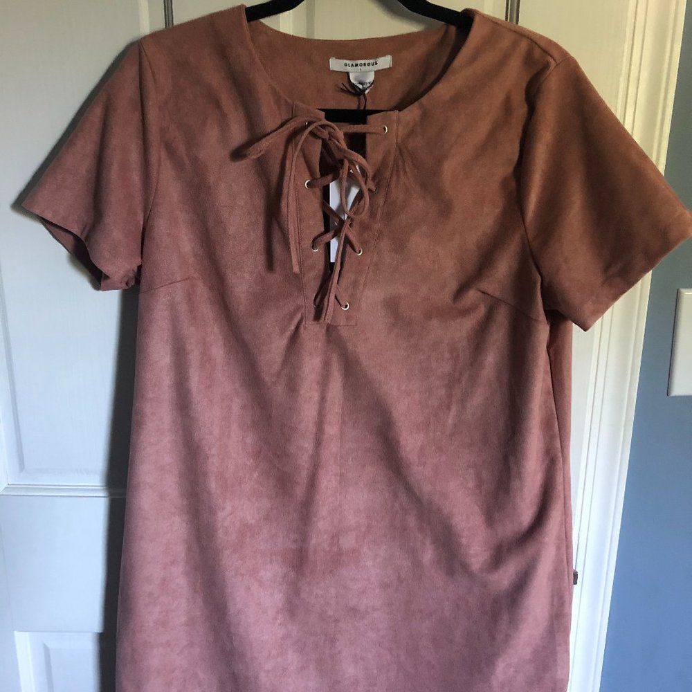 Brand New Glamorous Dusty Pink Suede Dress